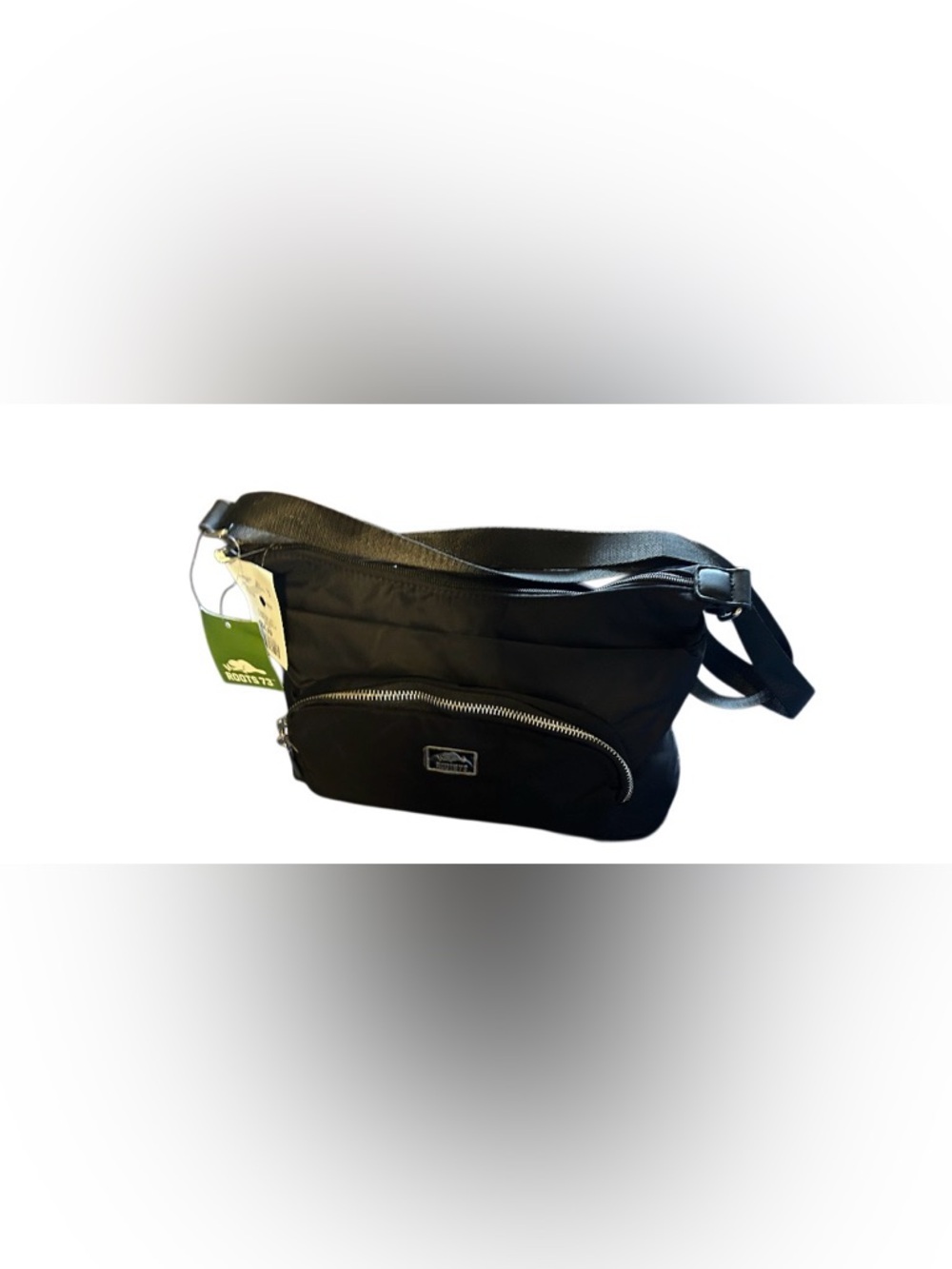 Black Crossbody Shoulder Bag with Front Zip Pocket